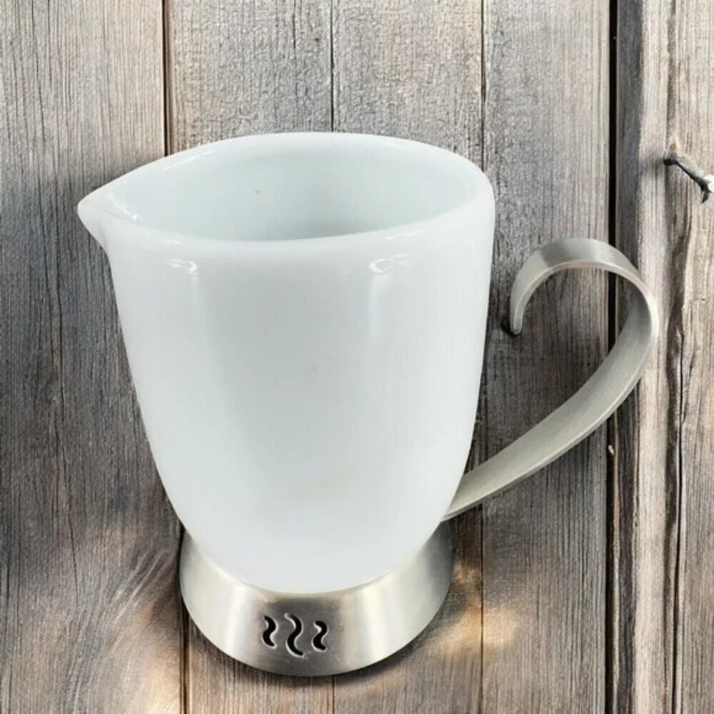 Trudeau Bianca Creamer Milk Jug Pitcher Porcelain and Stainless Steel‎ Handle